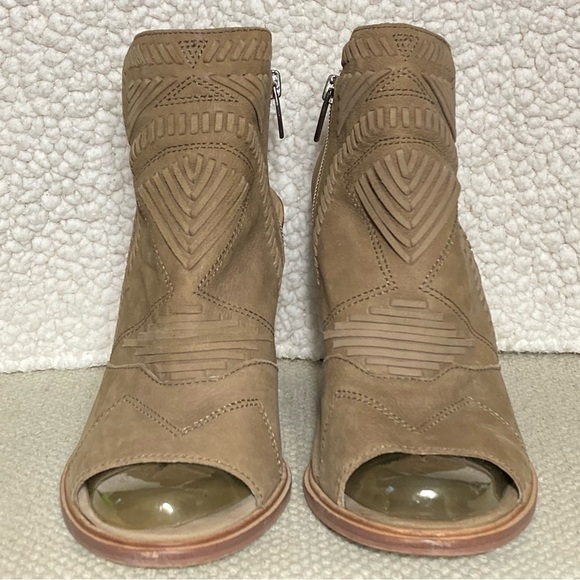 Vince Camaro Women's Taupe Leather Karinta Open Toe Booties Shoes SZ US 10 - Picture 3 of 10